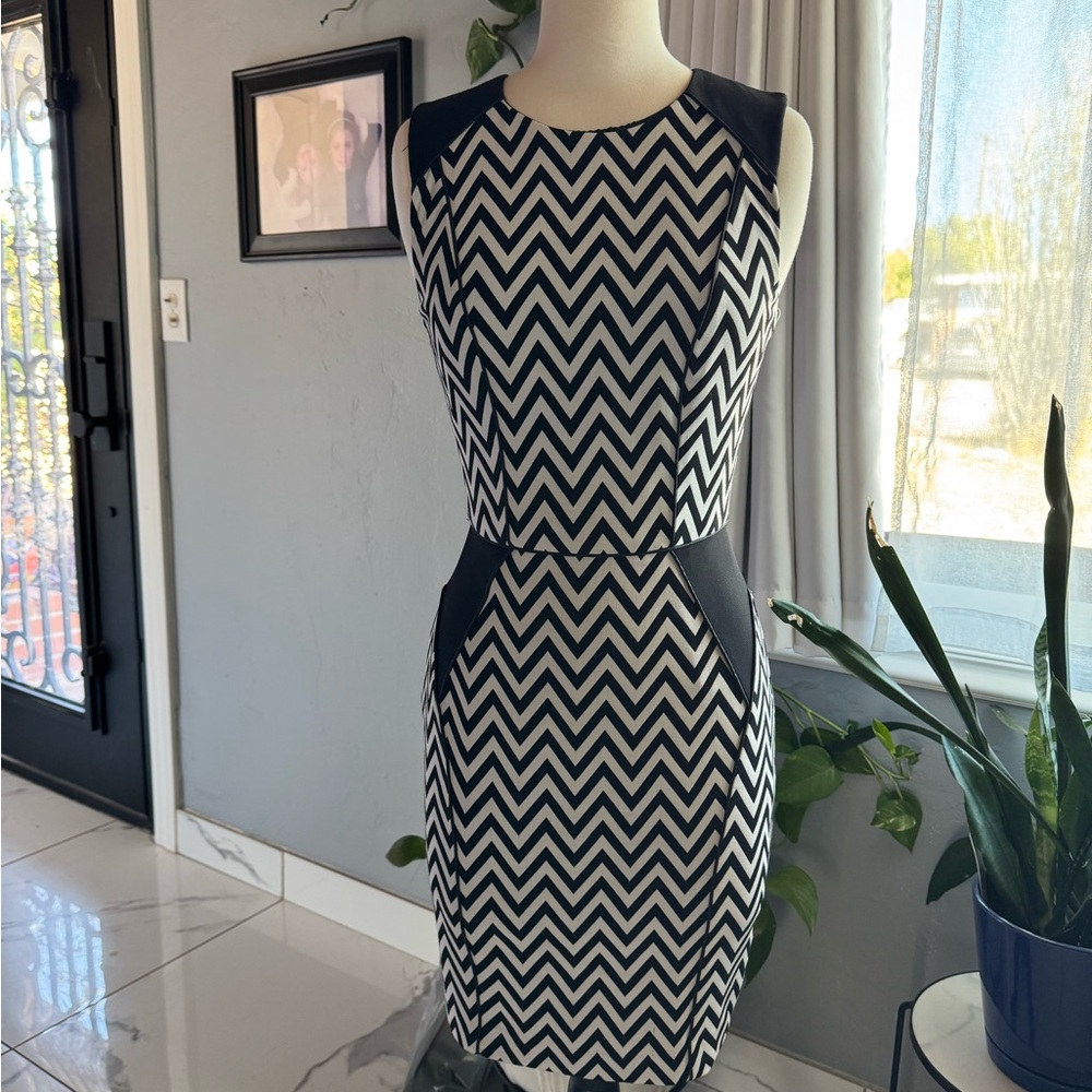 Black and white herringbone business dress from H&M
